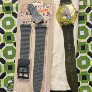 Neon Swatch watch and new gray band with tool.